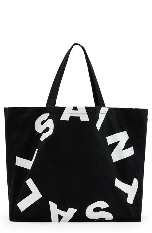 Allsaints Tierra Large Tote Bag In Black/white