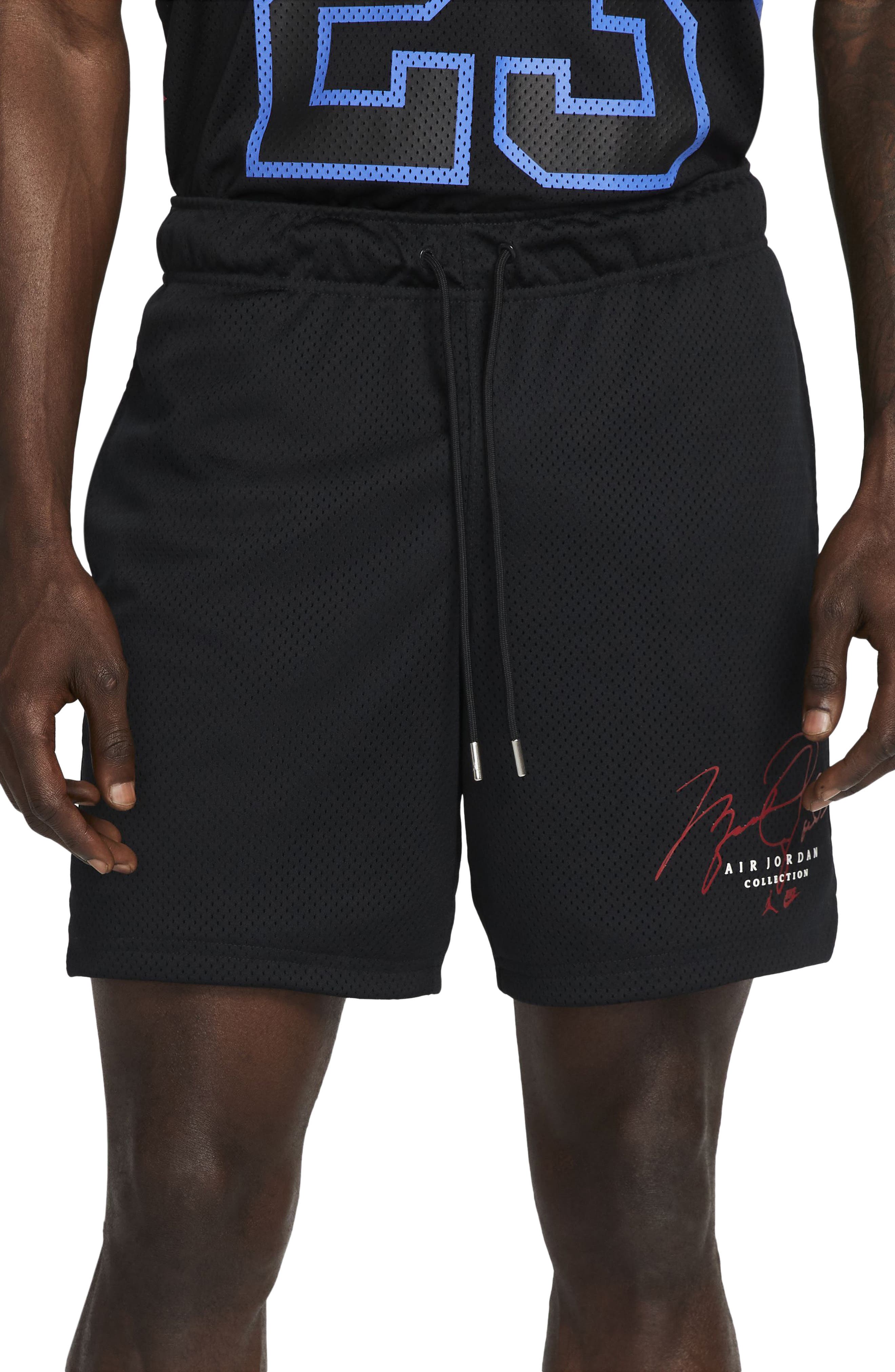 jordan shorts black red