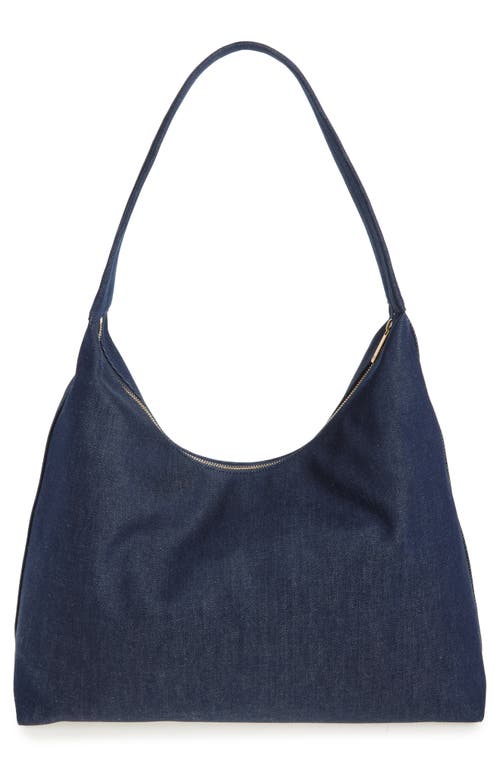 Shop Mansur Gavriel Maxi Candy Denim Hobo Bag In Dark Blue