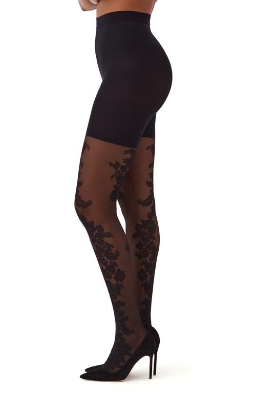 SPANX Tight End Floral Shaper Tights Very Black at Nordstrom