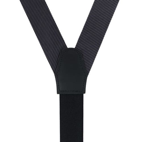Trafalgar Big & Tall Leyton Diagonal Lined Tone On Tone Silk Formal End Suspenders In Graphite