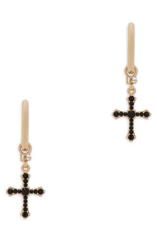 Dolce & Gabbana DNA Crystal Cross Hoop Earrings in Gold at Nordstrom