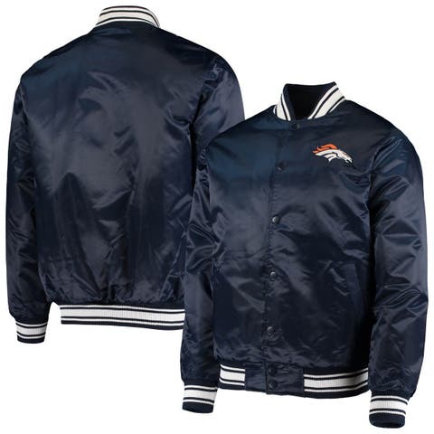 Full-Snap Wool Denver Broncos Gray and Navy Varsity Jacket - Jackets Expert