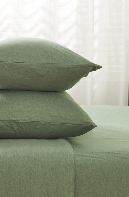 Woven & Weft Jersey Knit Sheet Set In Heathered Olive