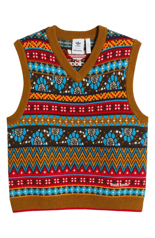 Shop Y-3 X Wales Bonner Fair Isle Vest In Brown Multicolor