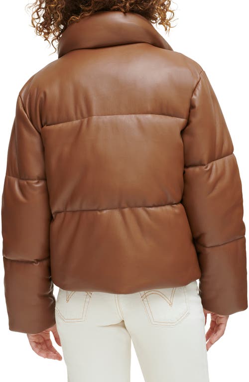 Shop Levi's Water Resistant Faux Leather Puffer Jacket In Caramel