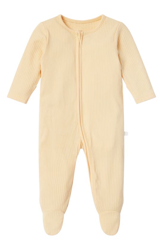 Shop Mori Clever Zip Footie In Ribbed Yellow