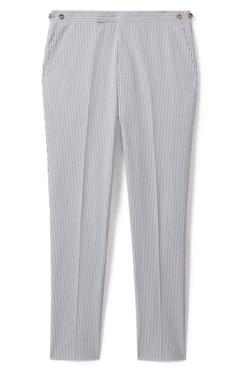 Shop Reiss Barr Stripe Flat Front Cotton Suit Pants In Soft Blue/white