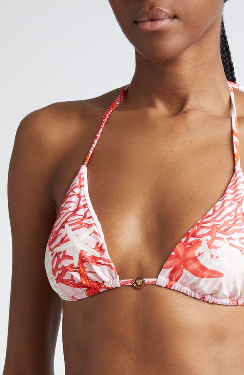 Shop Versace Trésor De La Mer Triangle String Bikini Top In 5pb50-dusty Rose Coral Bone