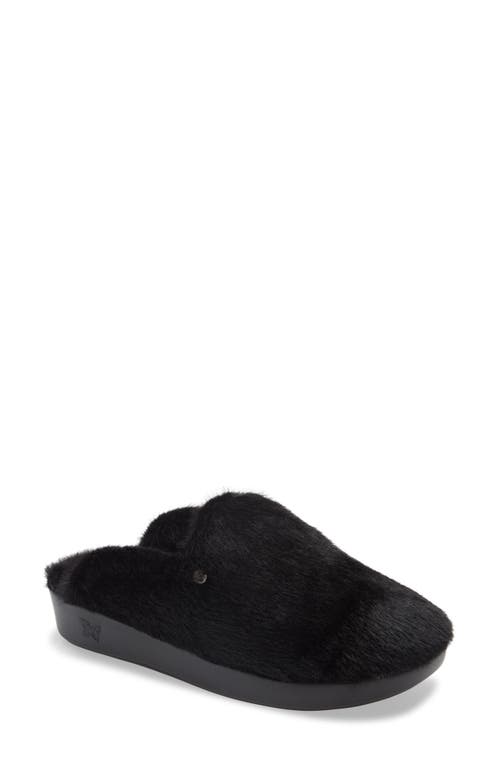 Leisurelee Faux Fur Slipper in Black