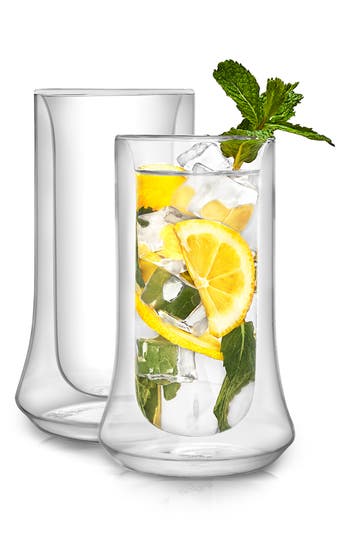 Joyjolt Set Of Two Cosmos Double Wall Highball Glass In Clear