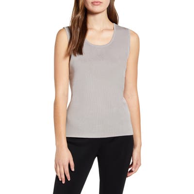 Ming Wang Scoop Neck Knit Tank, Grey