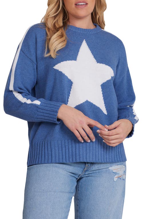 Minnie Rose Star Cotton & Cashmere Crewneck Jumper In Blue