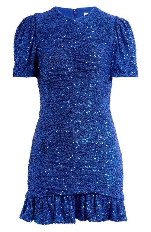 DRESS THE POPULATION DRESS THE POPULATION CHANDLER SEQUIN SHORT SLEEVE RUCHED MINIDRESS