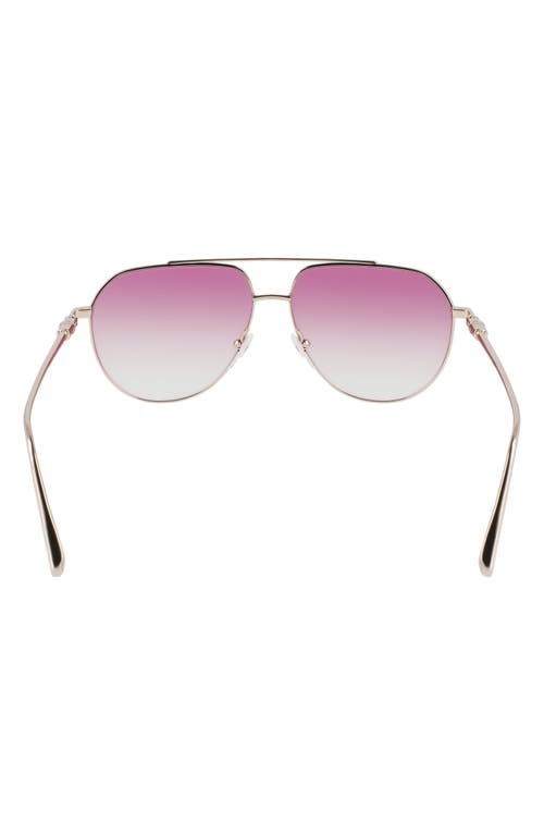 Longchamp Roseau 57mm Gradient Aviator Sunglasses In Gold/gradient Rose