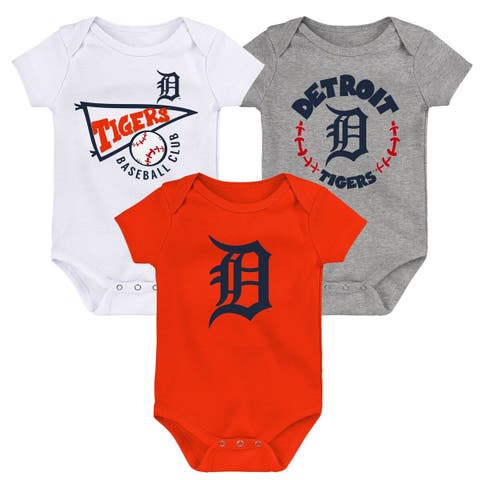 Newborn & Infant Orange/White/Heather Gray Detroit Tigers Biggest Little Fan 3-Pack Bodysuit Set