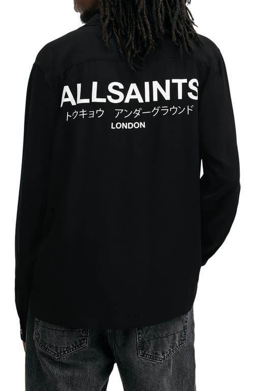 Shop Allsaints Underground Oversize Long Sleeve Camp Shirt In Black