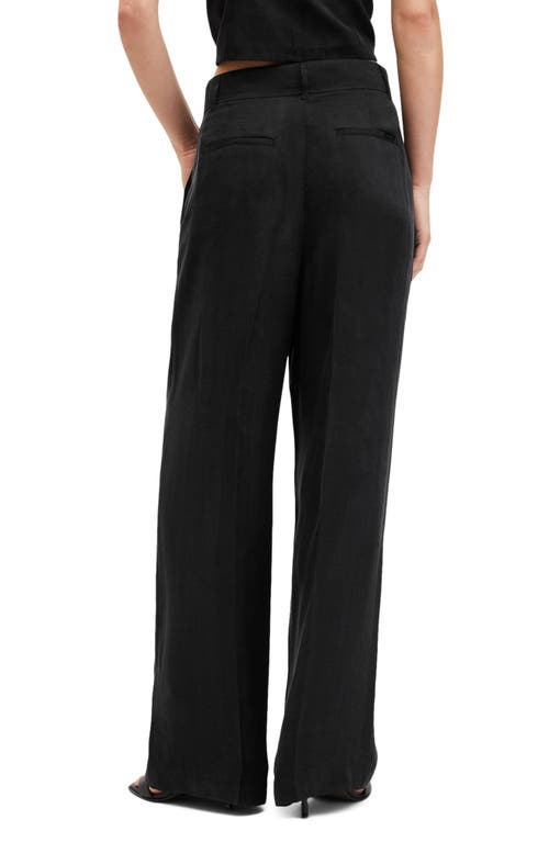 Shop Allsaints Averie Ten Pleated Wide Leg Pants In Black