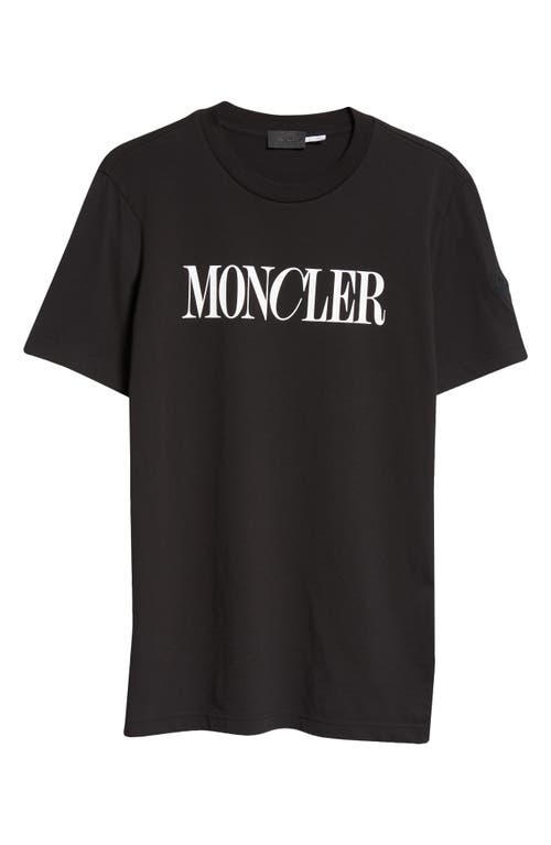 Shop Moncler Cotton Logo Graphic T-shirt In Black