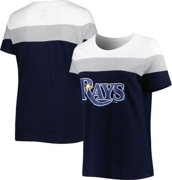 PROFILE Women's White/Navy Tampa Bay Rays Plus Size Colorblock T-Shirt