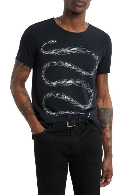 John Varvatos Snake Skeleton Raw Edge Graphic T-Shirt in Black