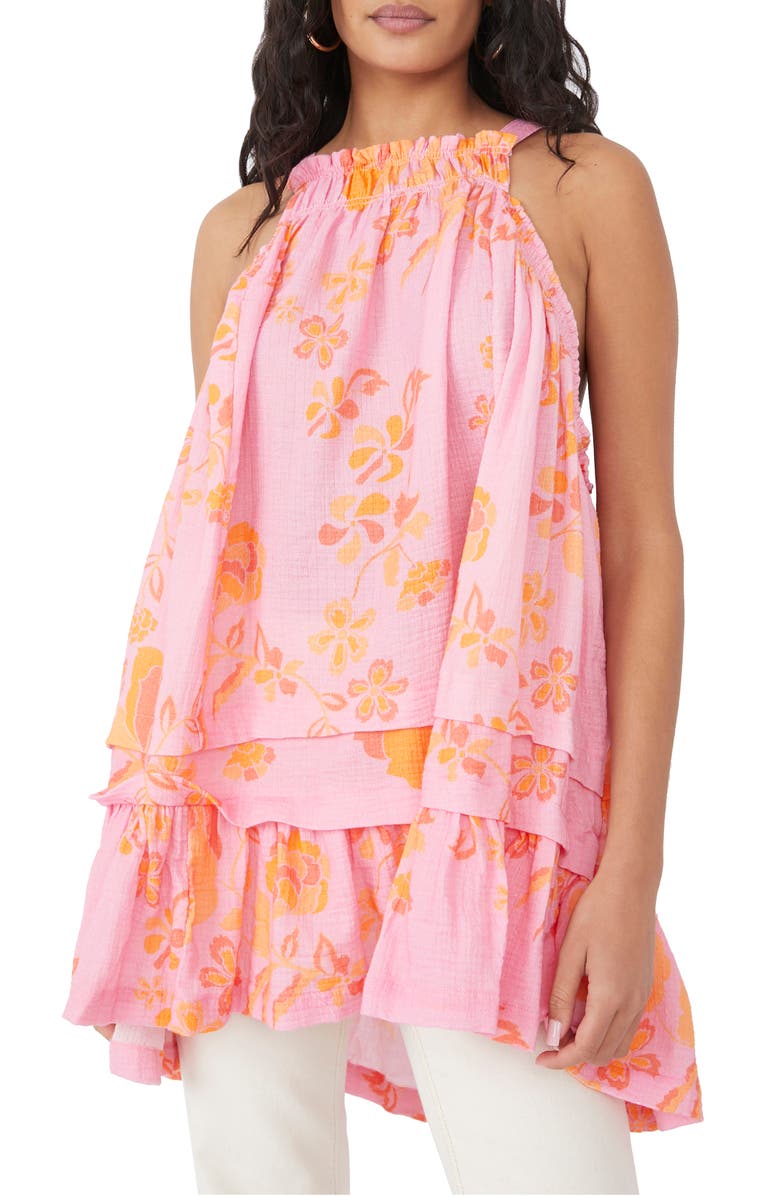 FREE PEOPLE Fleur Print Tunic Top, Main, color, PETAL COMBO