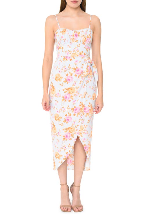 WAYF Kimberly Floral Print Sleeveless High-Low Maxi Dress Blue Roses at Nordstrom,