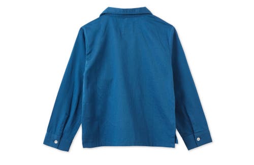 Vild House Of Little Ls Organic Cotton Woven Collared Shirt In Navy Blue