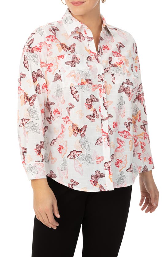 FOXCROFT ZOEY BUTTERFLY BUTTON-UP SHIRT