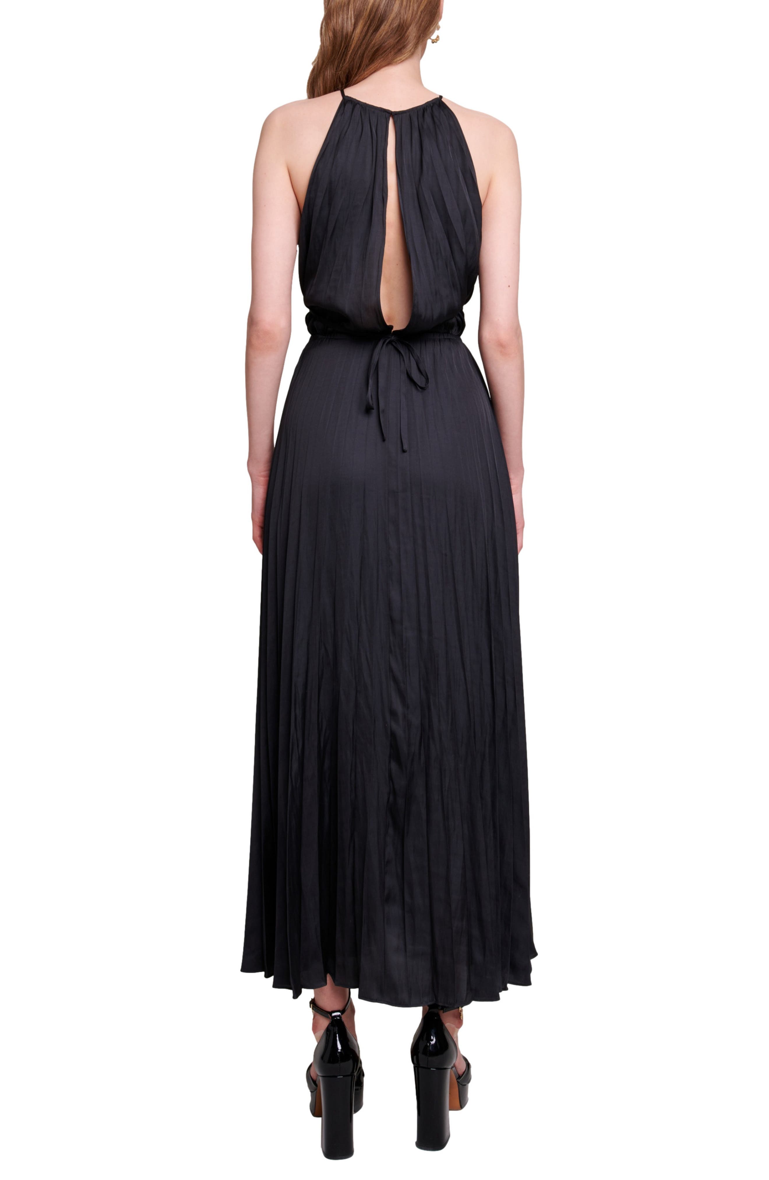 maje Revilly Pleated Maxi Dress in Black | Smart Closet