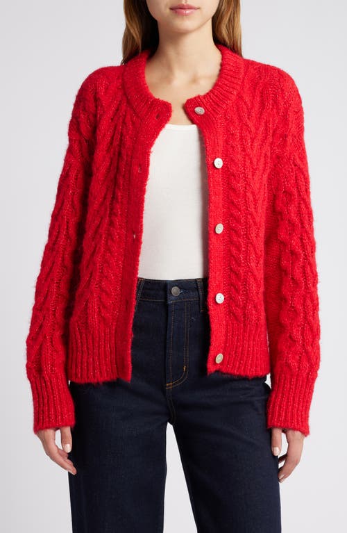 Shop Rails Amelie Cable Wool & Alpaca Blend Cardigan In Scarlet