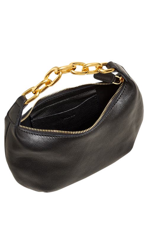 Shop Madewell Micro Chain Handle Leather Hobo Bag In True Black