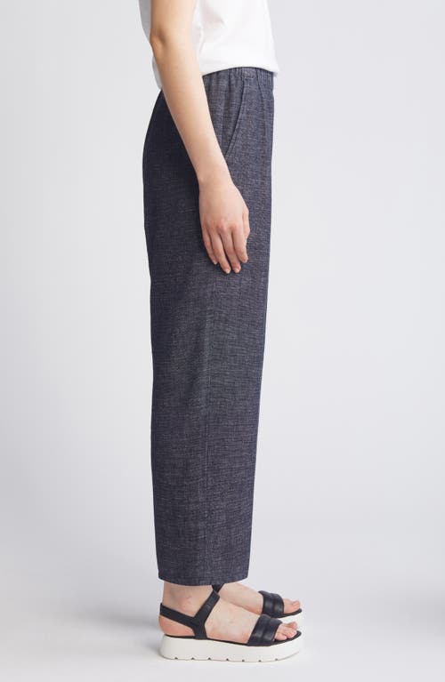 Shop Eileen Fisher Pleated Hemp & Organic Cotton Straight Leg Ankle Pants In Denim