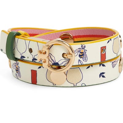 Tory Burch Reversible Print Double Wrap Leather Bracelet