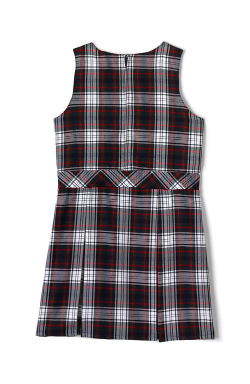 Lands' End Girls Uniform Plaid Jumper In Evergreen/white Plaid