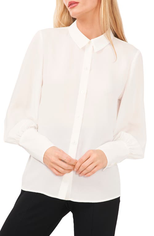 halogen(r) Solid Button-Up Shirt in New Ivory