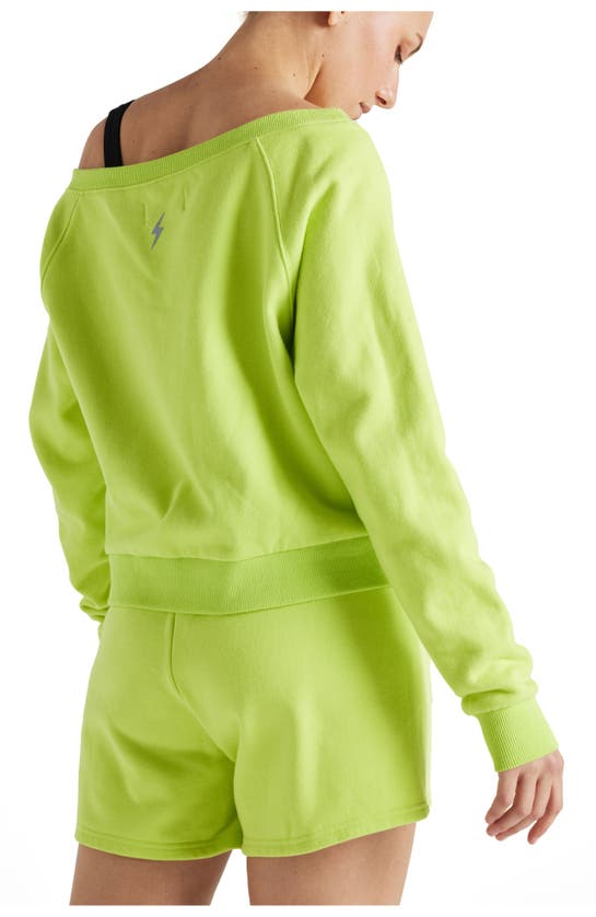 Shop Electric Yoga Off Shoulder Sweatshirt In Lime Punch
