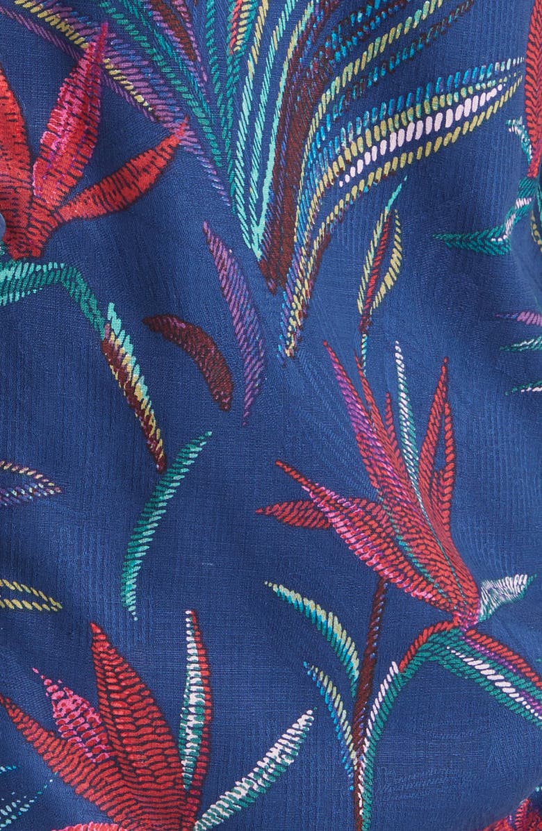 Tommy Bahama Manriscala Blooms Short Sleeve Silk Button-Up Shirt, Alternate, color, Bering Blue