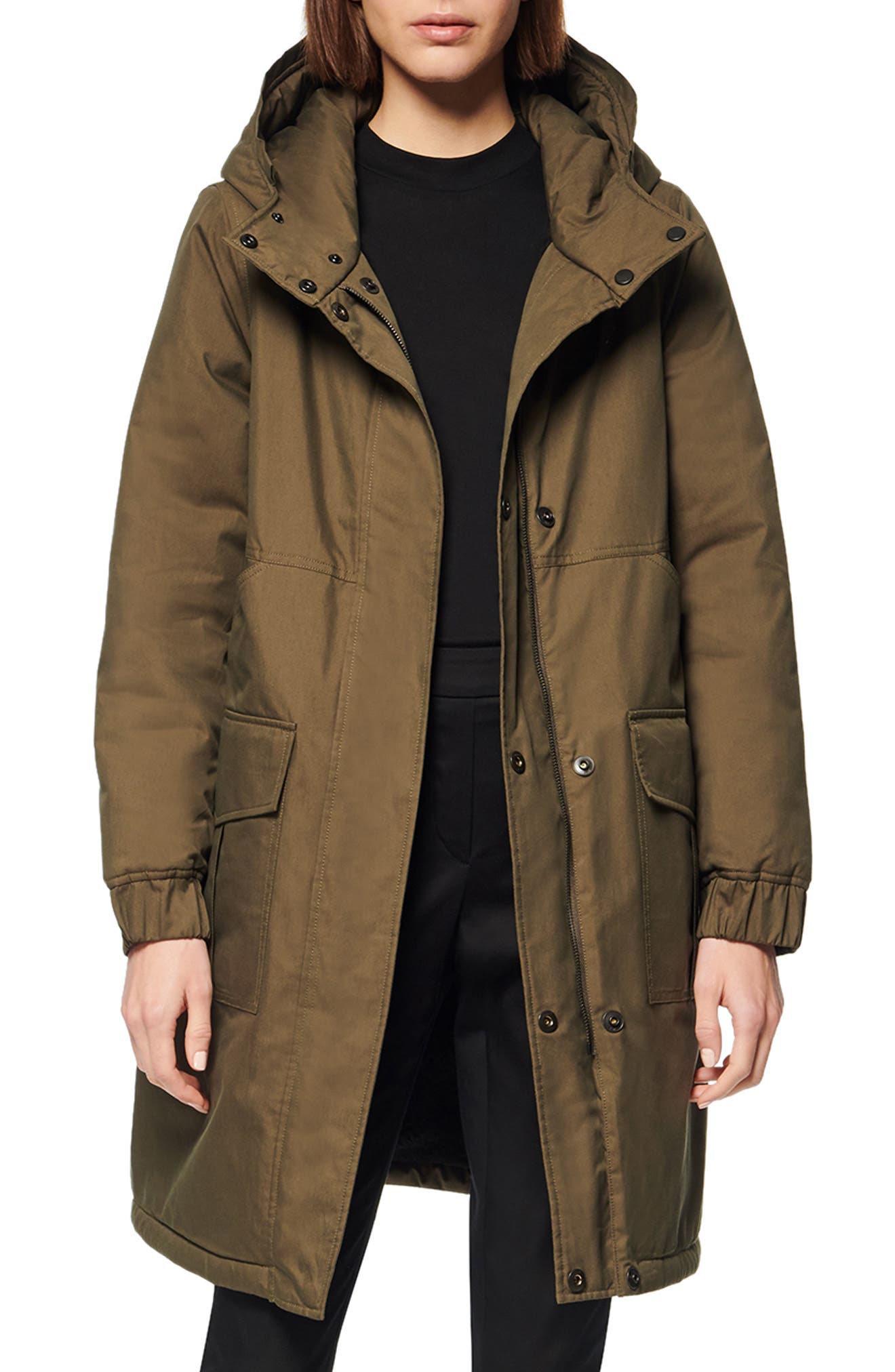 Andrew Marc Reversible Hooded Parka in Olive Cover