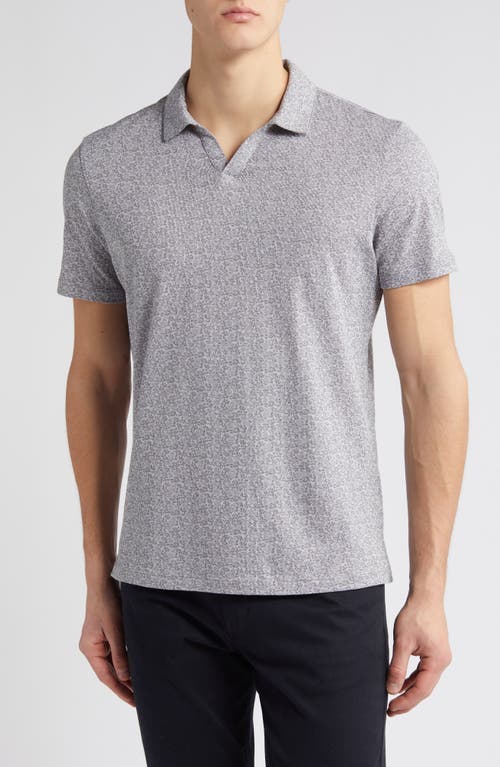 Foyer Floral Cotton Johnny Collar Polo in Grey