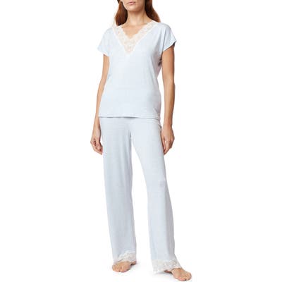 The White Company Lace Trim Pajamas, Blue