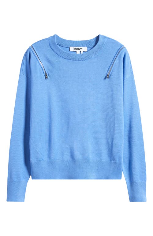 Dkny Zip Shoulder Sweater In Blue Bell