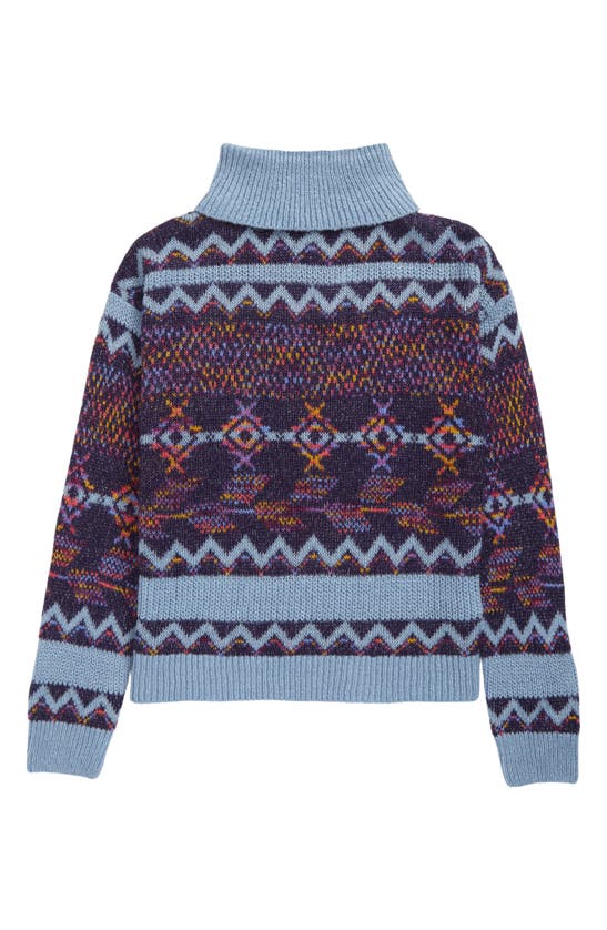 Freshman Kids' Jacquard Turtleneck Sweater In Ashley Blue