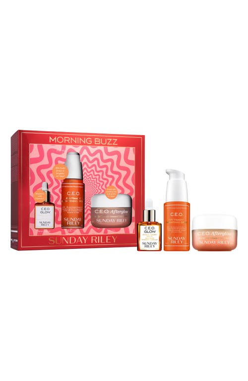 Shop Sunday Riley Morning Buzz Skin Care Set $147 Value In Red