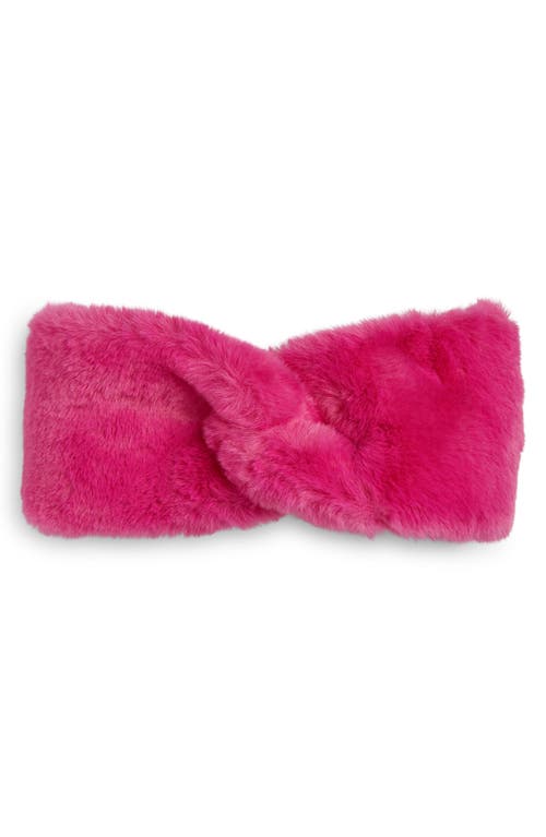 UGG(r) Faux Fur Headband in Solferino Pink at Nordstrom