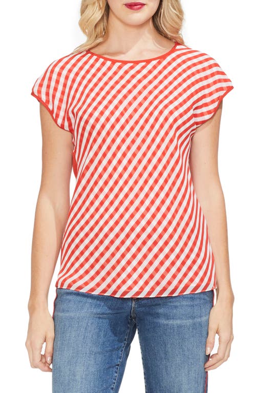 Vince Camuto Gingham Front Cap Sleeve Top in Mandarin Red at Nordstrom, Size Xx-Small