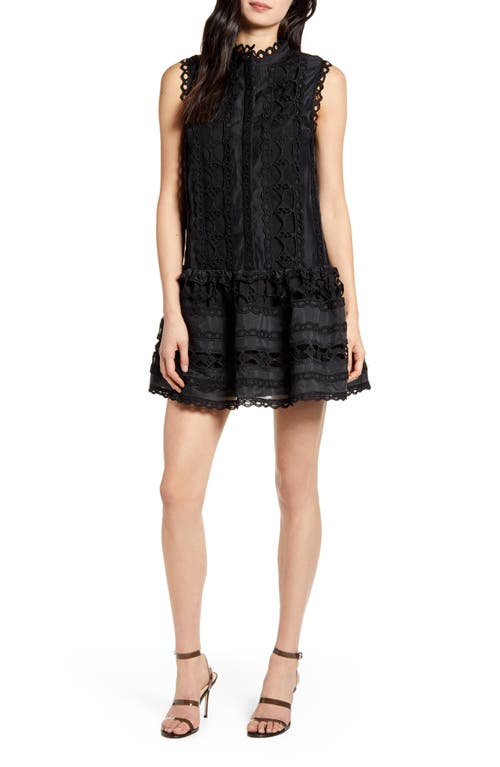 Sleeveless Lace A-Line Dress in Black