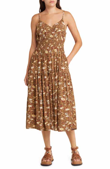 Bp smocked midi sales dress