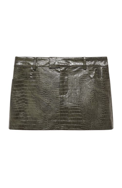 MANGO Croc Embossed Faux Leather Miniskirt Khaki at Nordstrom,