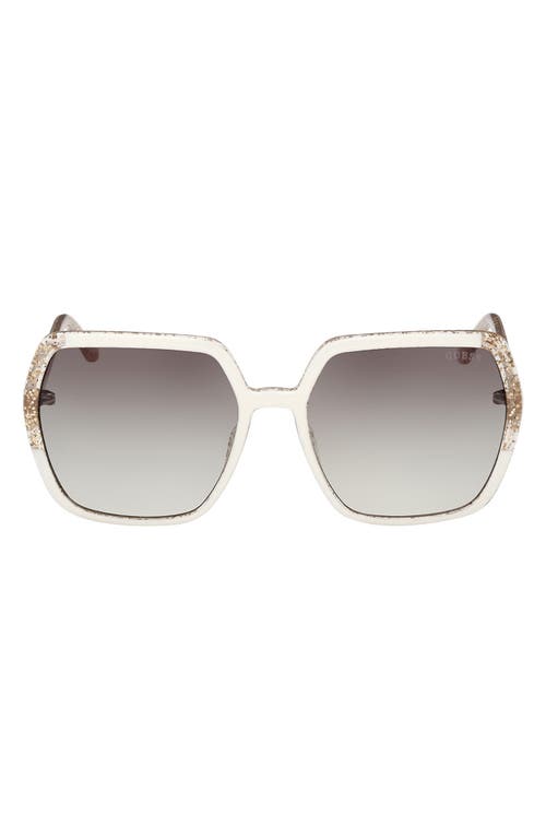 Guess 56mm Square Sunglasses In White